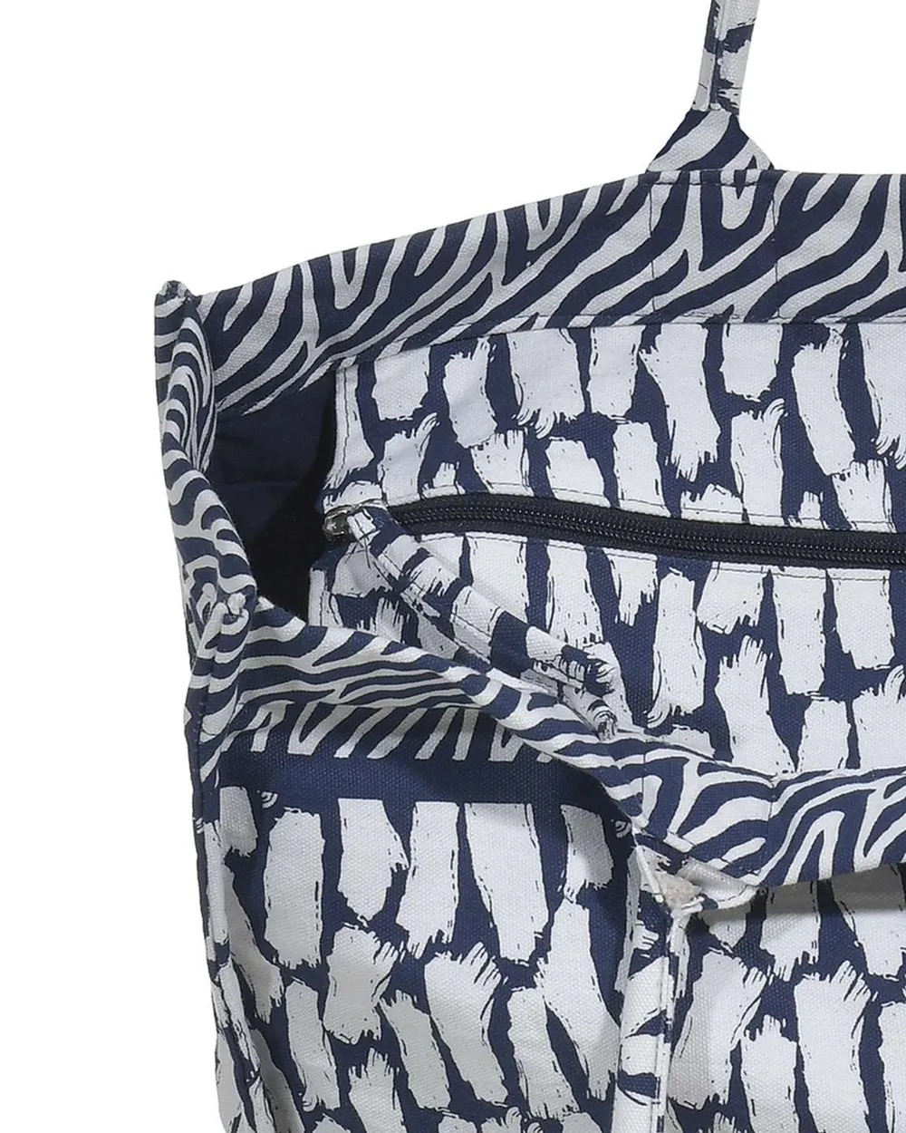 ΤΣΑΝΤΑ ΥΦΑΣΜΑΤΙΝH ΣΕ ΛΕΥΚΟ/ΜΠΛΕ ΧΡΩΜΑ (50%COTTON 50% POLYESTER)