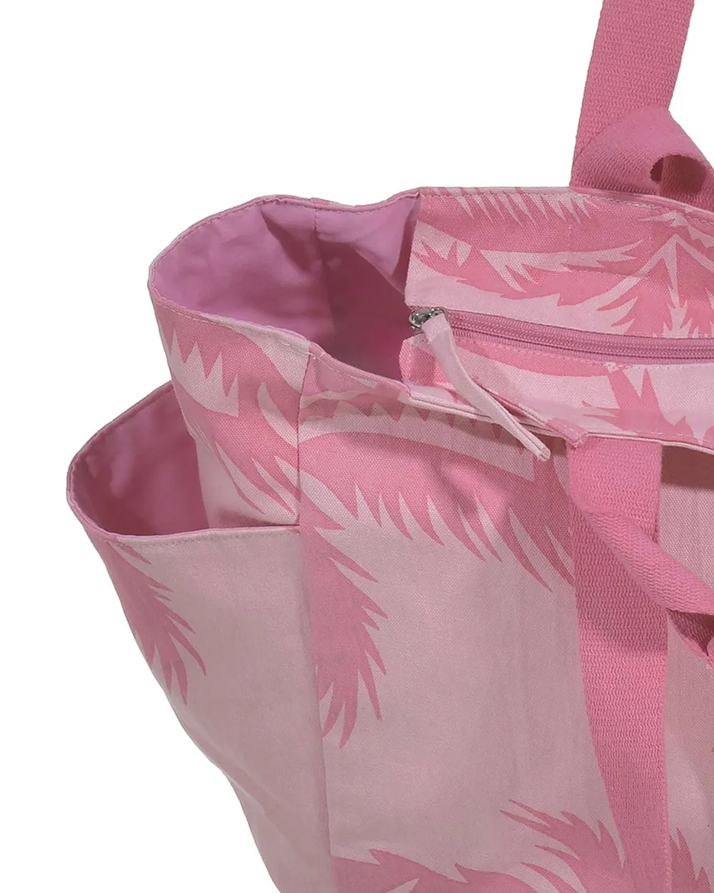 ΤΣΑΝΤΑ ΥΦΑΣΜΑΤΙΝH ΣΕ ΡΟΖ ΧΡΩΜΑ ΜΕ ΦΟΙΝΙΚΕΣ (50%COTTON 50% POLYESTER)