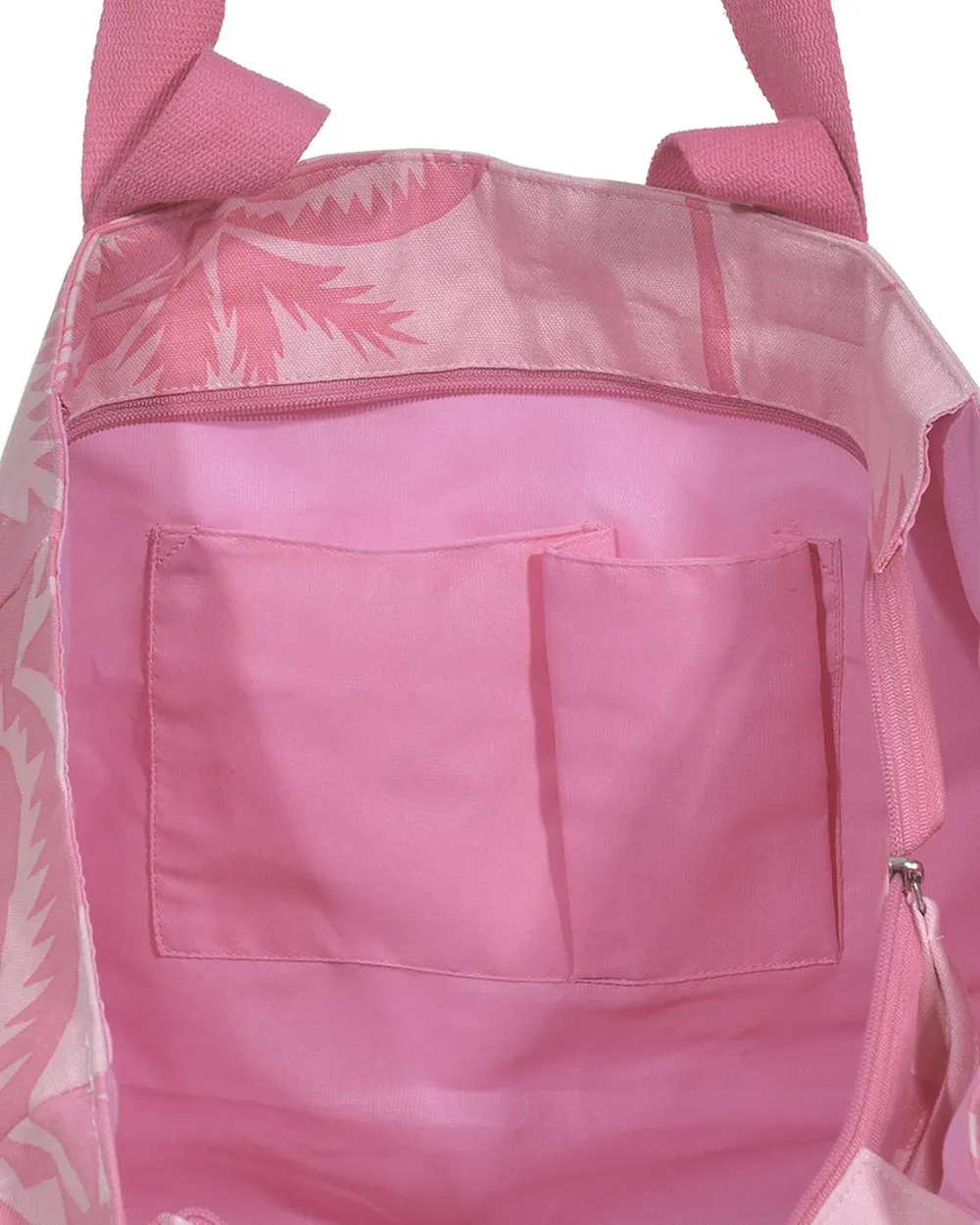 ΤΣΑΝΤΑ ΥΦΑΣΜΑΤΙΝH ΣΕ ΡΟΖ ΧΡΩΜΑ ΜΕ ΦΟΙΝΙΚΕΣ (50%COTTON 50% POLYESTER)