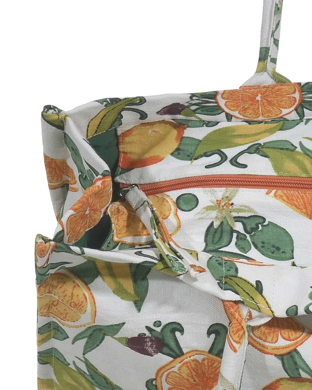 ΤΣΑΝΤΑ ΥΦΑΣΜΑΤΙΝH ΣΕ ΛΕΥΚΟ/ΠΡΑΣΙΝΟ ΧΡΩΜΑ ΜΕ ΠΟΡΤΟΚΑΛΙΑ (60%COTTON 40% POLYESTER)