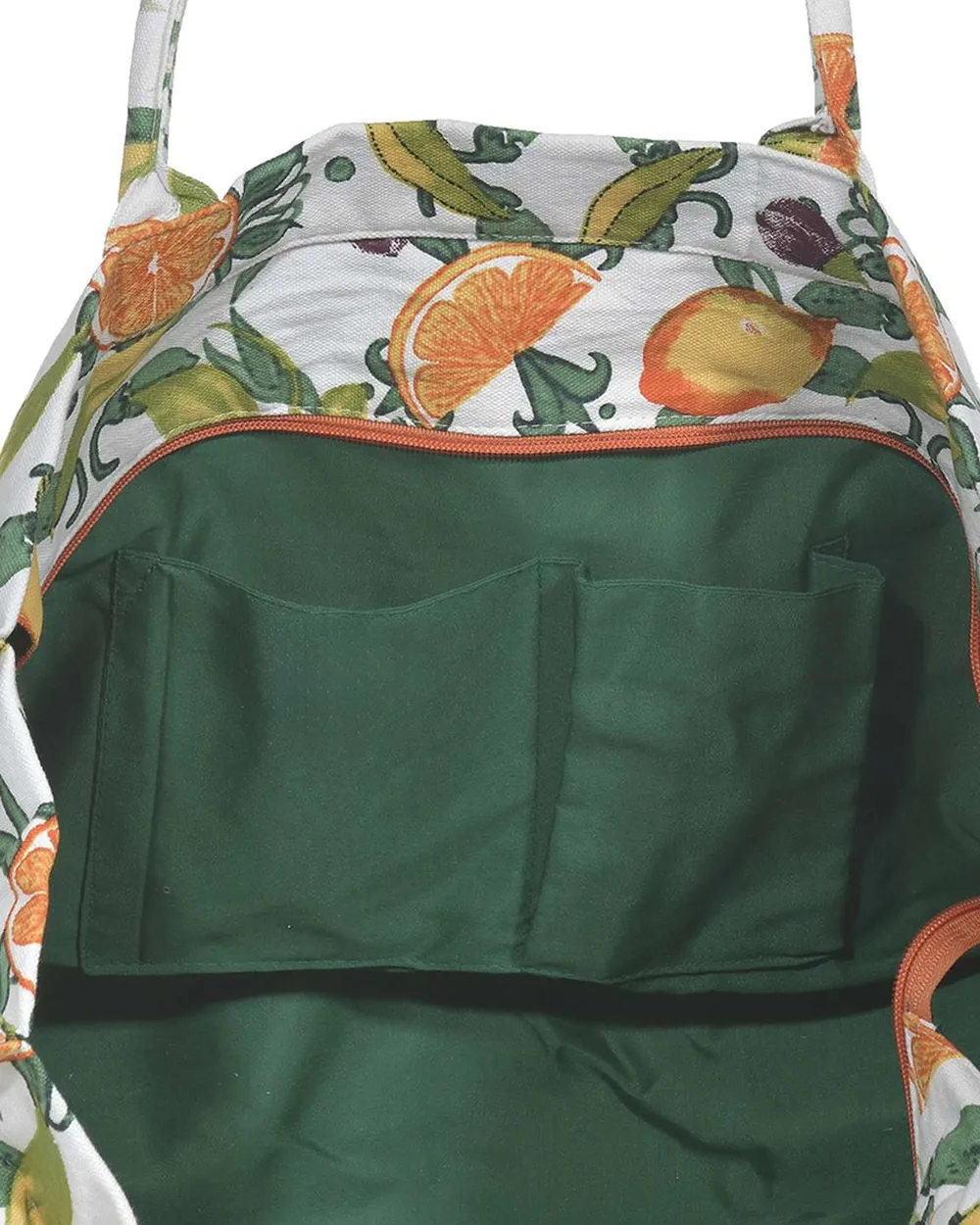 ΤΣΑΝΤΑ ΥΦΑΣΜΑΤΙΝH ΣΕ ΛΕΥΚΟ/ΠΡΑΣΙΝΟ ΧΡΩΜΑ ΜΕ ΠΟΡΤΟΚΑΛΙΑ (60%COTTON 40% POLYESTER)