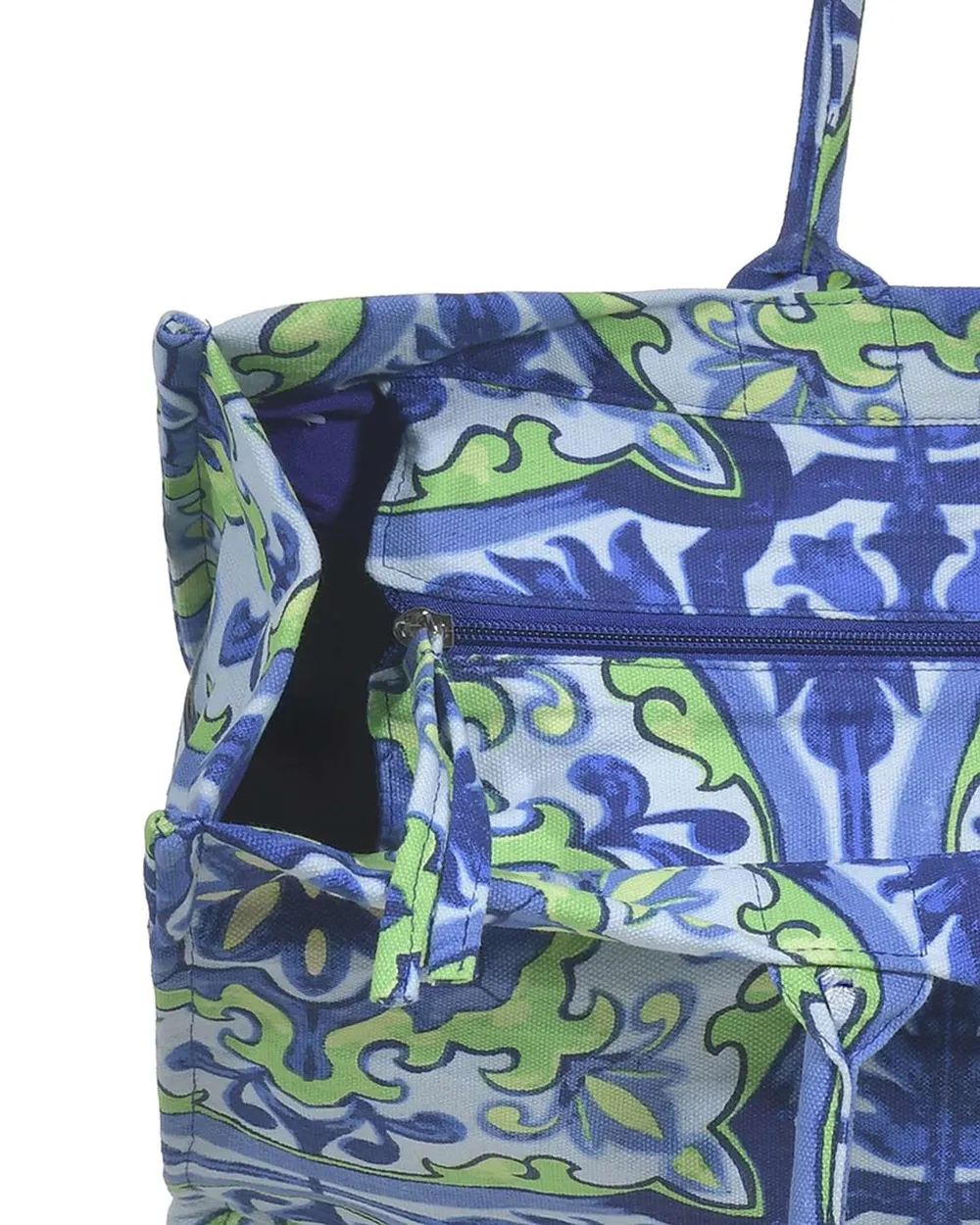 ΤΣΑΝΤΑ ΥΦΑΣΜΑΤΙΝH ΣΕ ΜΠΛΕ/ΠΡΑΣΙΝΟ ΧΡΩΜΑ (60%COTTON 40% POLYESTER)