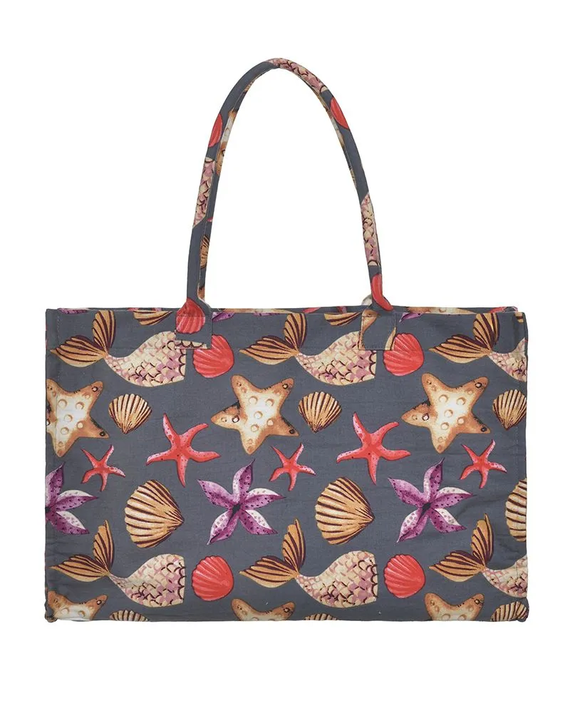 ΤΣΑΝΤΑ ΥΦΑΣΜΑΤΙΝH ΣΕ ΓΚΡΙ ΧΡΩΜΑ ΜΕ ΚΟΧΥΛΙΑ (50%COTTON 50% POLYESTER)