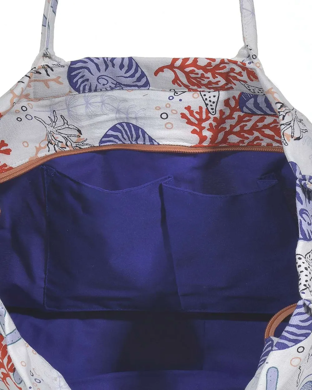 ΤΣΑΝΤΑ ΥΦΑΣΜΑΤΙΝH ΣΕ ΛΕΥΚΟ/ΜΠΛΕ ΧΡΩΜΑ ΜΕ ΚΟΧΥΛΙΑ (60%COTTON 40% POLYESTER)