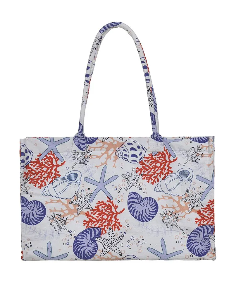 ΤΣΑΝΤΑ ΥΦΑΣΜΑΤΙΝH ΣΕ ΛΕΥΚΟ/ΜΠΛΕ ΧΡΩΜΑ ΜΕ ΚΟΧΥΛΙΑ (60%COTTON 40% POLYESTER)