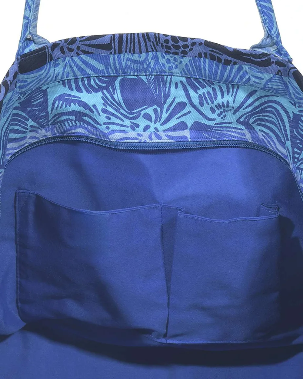 ΤΣΑΝΤΑ ΥΦΑΣΜΑΤΙΝH ΣΕ ΜΠΛΕ/ΤΥΡΚΟΥΑΖ ΧΡΩΜΑ ΜΕ ΚΟΧΥΛΙΑ (60%COTTON 40% POLYESTER)