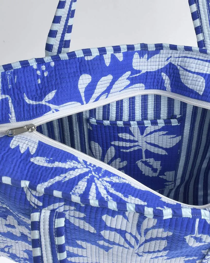 ΤΣΑΝΤΑ ΥΦΑΣΜΑΤΙΝΗ ΚΑΠΙΤΟΝΕ ΜΠΛΕ/ΛΕΥΚΟ (100% COTTON)