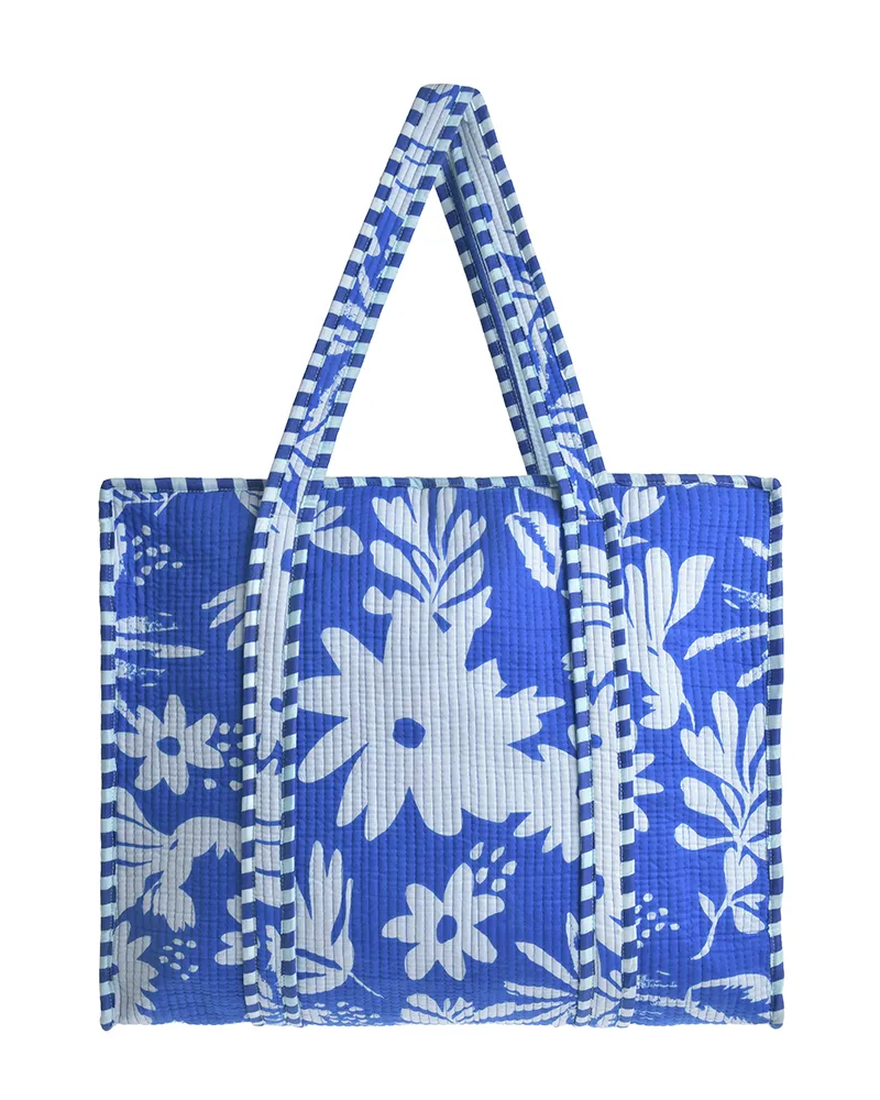 ΤΣΑΝΤΑ ΥΦΑΣΜΑΤΙΝΗ ΚΑΠΙΤΟΝΕ ΜΠΛΕ/ΛΕΥΚΟ (100% COTTON)