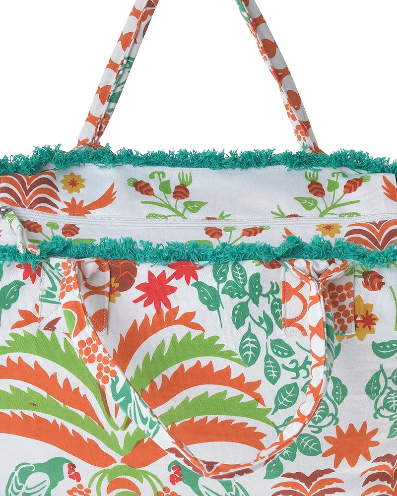 ΤΣΑΝΤΑ ΥΦΑΣΜΑΤΙΝH ΠΟΛΥΧΡΩΜΟ ΜΕ ΠΑΠΑΓΑΛΟΥΣ 42X30X20 (50%COTTON 50% POLYESTER)