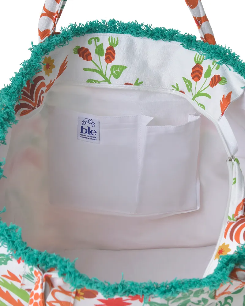 ΤΣΑΝΤΑ ΥΦΑΣΜΑΤΙΝH ΠΟΛΥΧΡΩΜΟ ΜΕ ΠΑΠΑΓΑΛΟΥΣ 42X30X20 (50%COTTON 50% POLYESTER)