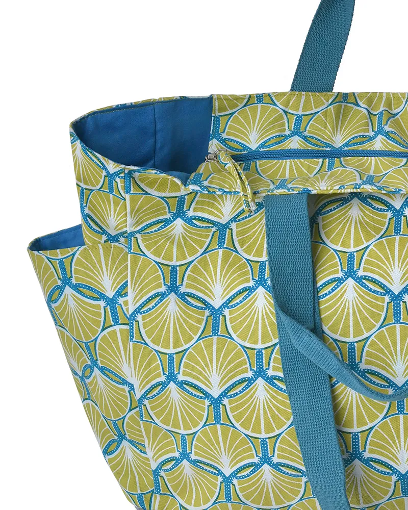 ΤΣΑΝΤΑ ΥΦΑΣΜΑΤΙΝH ΚΙΤΡΙΝΗ/ΓΑΛΑΖΙΑ 48X38X18 (50% COTTON 50% POLYESTER)