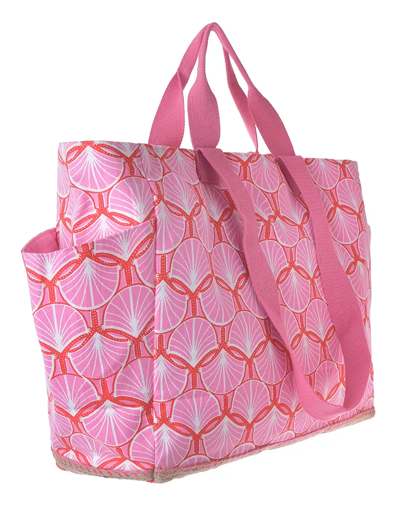 ΤΣΑΝΤΑ ΥΦΑΣΜΑΤΙΝH ΡΟΖ/ΚΟΚΚΙΝΗ 48X38X18 (50% COTTON 50% POLYESTER)