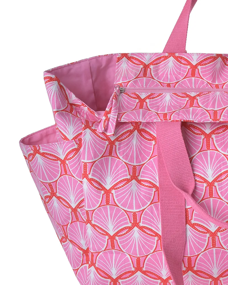 ΤΣΑΝΤΑ ΥΦΑΣΜΑΤΙΝH ΡΟΖ/ΚΟΚΚΙΝΗ 48X38X18 (50% COTTON 50% POLYESTER)