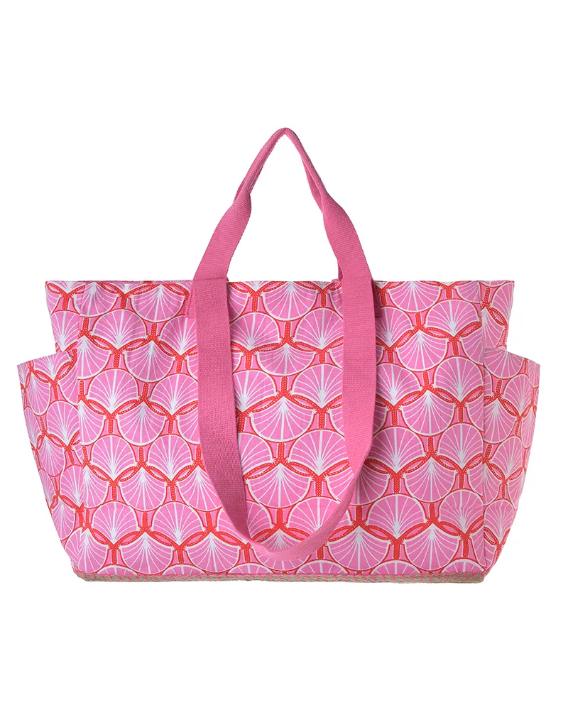 ΤΣΑΝΤΑ ΥΦΑΣΜΑΤΙΝH ΡΟΖ/ΚΟΚΚΙΝΗ 48X38X18 (50% COTTON 50% POLYESTER)