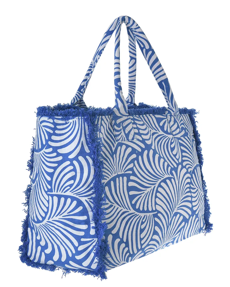 ΤΣΑΝΤΑ ΥΦΑΣΜΑΤΙΝH ΜΠΛΕ/ΛΕΥΚΟ 42X30X20 (50% COTTON 50% POLYESTER)