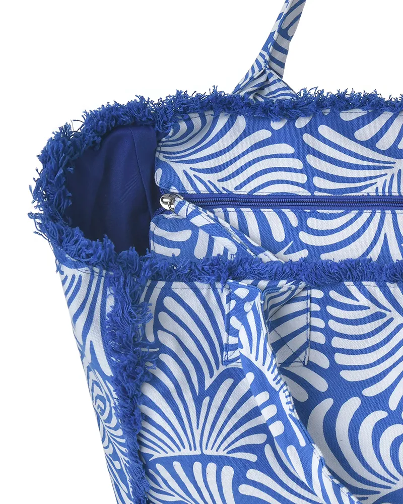 ΤΣΑΝΤΑ ΥΦΑΣΜΑΤΙΝH ΜΠΛΕ/ΛΕΥΚΟ 42X30X20 (50% COTTON 50% POLYESTER)