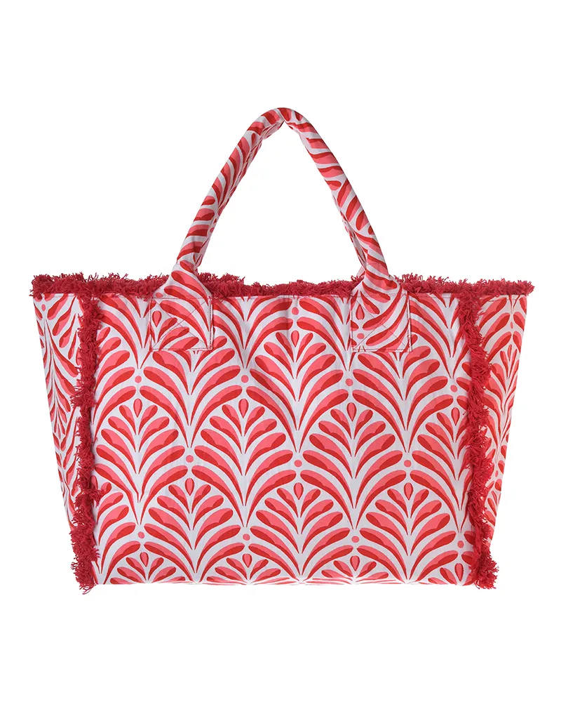 ΤΣΑΝΤΑ ΥΦΑΣΜΑΤΙΝH ΡΟΖ/ΛΕΥΚΟ 42X3X20 (50% COTTON 50% POLYESTER)