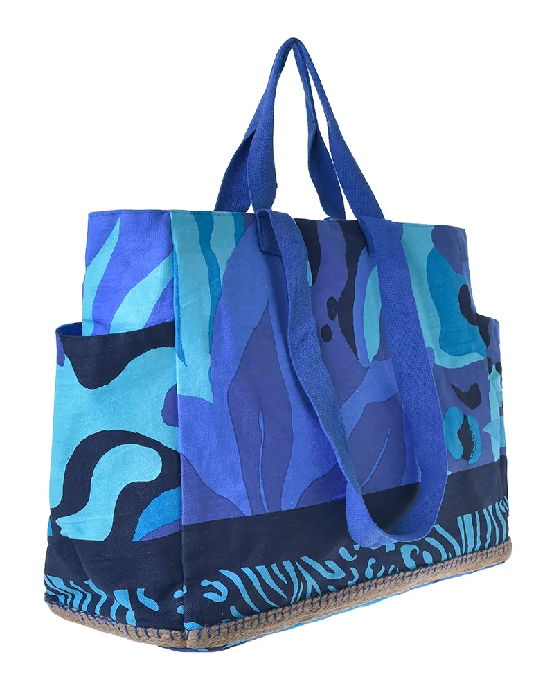 ΤΣΑΝΤΑ ΥΦΑΣΜΑΤΙΝH ΜΠΛΕ 48X38X18 (50% COTTON 50% POLYESTER)