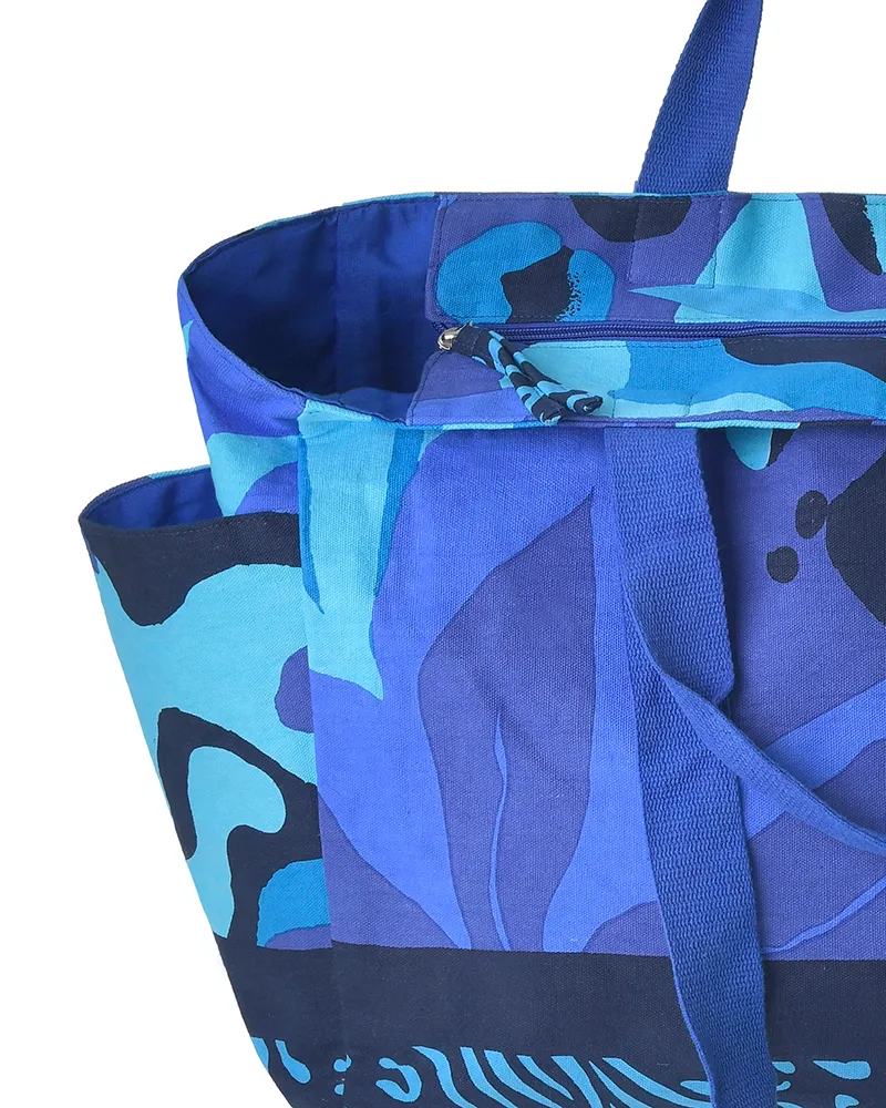 ΤΣΑΝΤΑ ΥΦΑΣΜΑΤΙΝH ΜΠΛΕ 48X38X18 (50% COTTON 50% POLYESTER)