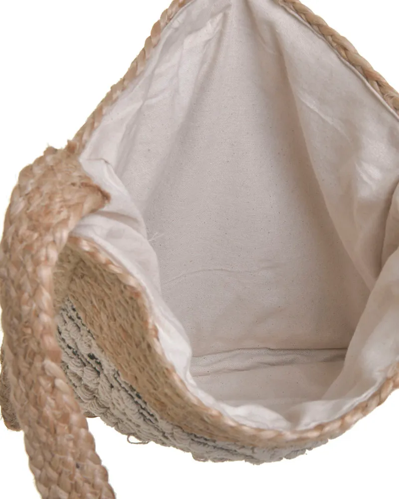ΤΣΑΝΤΑ ΨΑΘΙΝΗ ΜΑΥΡΗ ΜΠΕΖ (50%COTTON 50%JUTE) 38X5X34/78