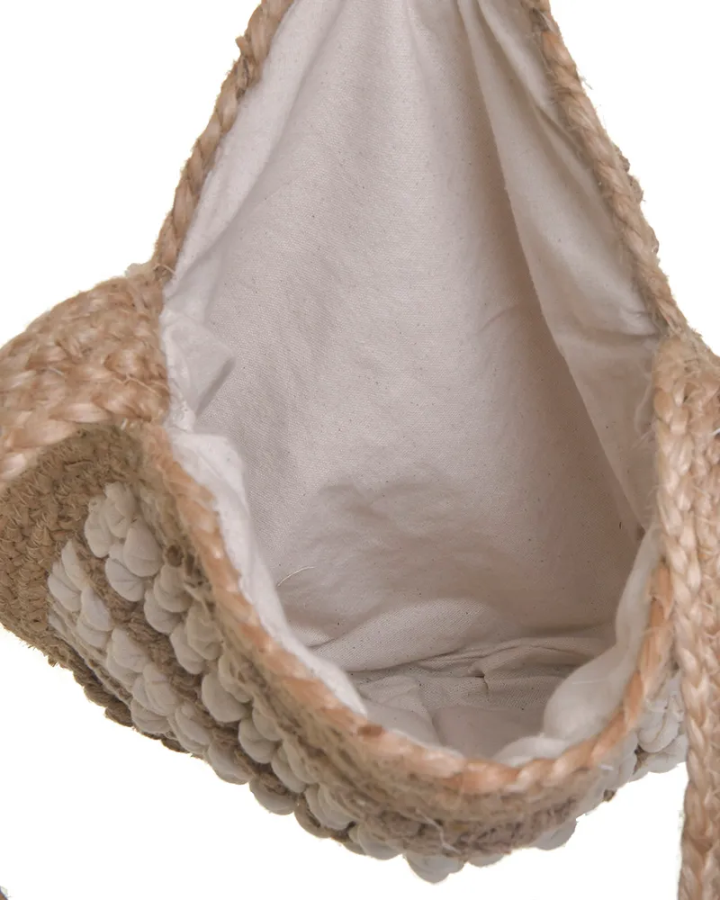 ΤΣΑΝΤΑ ΨΑΘΙΝΗ ΣΤΡΟΓΓΥΛΗ ΜΠΕΖ (50%COTTON 50%JUTE) 38X5X38/80