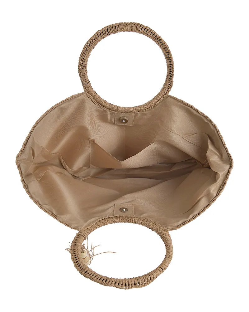 ΤΣΑΝΤΑ ΨΑΘΙΝΗ ΜΠΕΖ/ΚΑΦΕ ΜΕ ΦΟΥΝΤΑ (STRAW/PAPER)