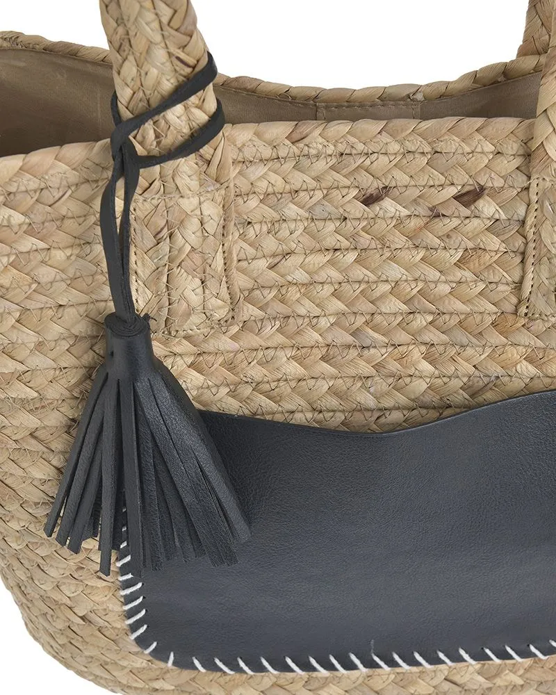 ΤΣΑΝΤΑ ΨΑΘΙΝΗ ΜΠΕΖ ΜΕ ΦΟΥΝΤΑ ΚΑΙ ΜΑΥΡΕΣ ΛΕΠΤΟΜΕΡΕΙΕΣ (STRAW)