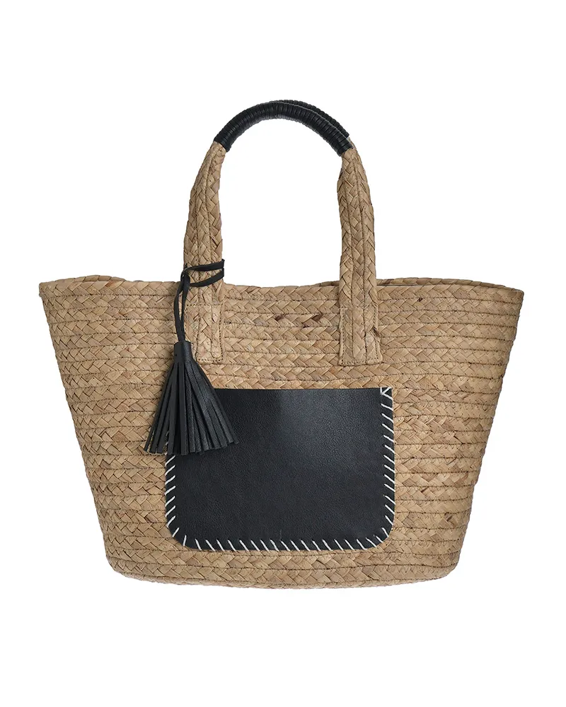 ΤΣΑΝΤΑ ΨΑΘΙΝΗ ΜΠΕΖ ΜΕ ΦΟΥΝΤΑ ΚΑΙ ΜΑΥΡΕΣ ΛΕΠΤΟΜΕΡΕΙΕΣ (STRAW)