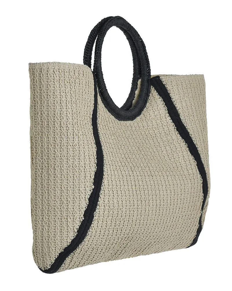 ΤΣΑΝΤΑ ΨΑΘΙΝΗ ΕΚΡΟΥ ΜΕ ΜΑΥΡΕΣ ΛΕΠΤΟΜΕΡΕΙΕΣ (PAPER)