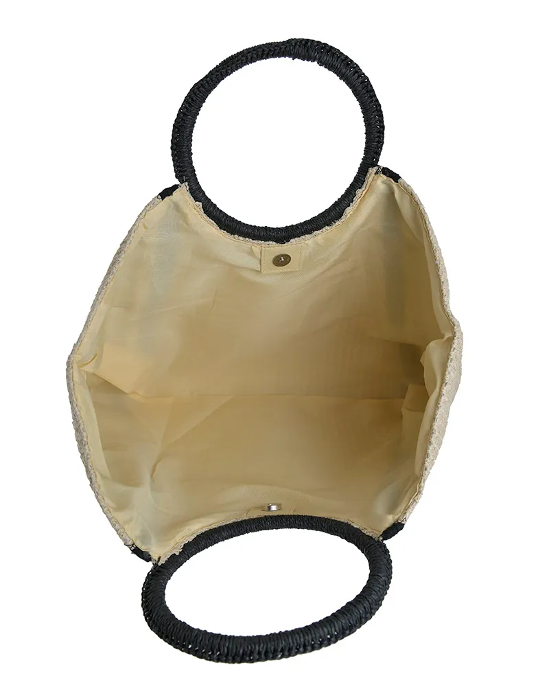 ΤΣΑΝΤΑ ΨΑΘΙΝΗ ΕΚΡΟΥ ΜΕ ΜΑΥΡΕΣ ΛΕΠΤΟΜΕΡΕΙΕΣ (PAPER)