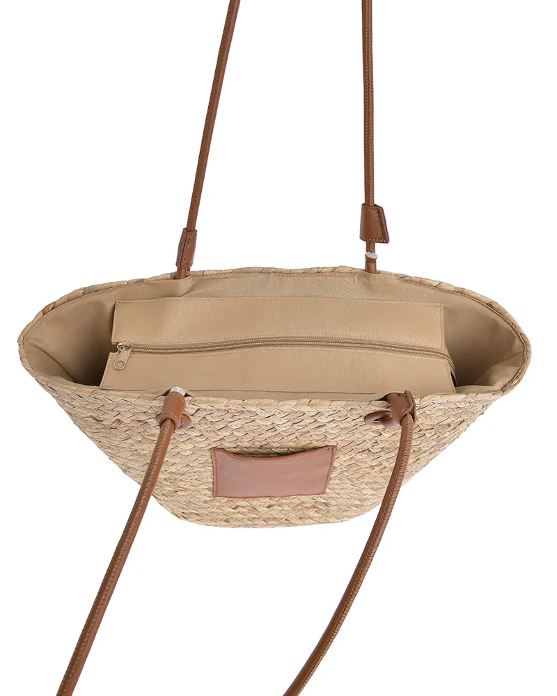 ΤΣΑΝΤΑ ΨΑΘΙΝΗ ΜΠΕΖ ΜΕ ΚΑΦΕ ΛΕΠΤΟΜΕΡΕΙΕΣ (STRAW)