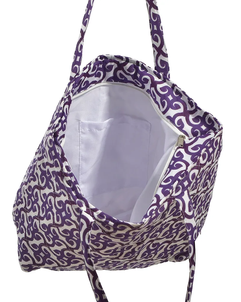 ΤΣΑΝΤΑ ΥΦΑΣΜΑΤΙΝΗ ΛΕΥΚΟ/ΜΩΒ (100% COTTON)