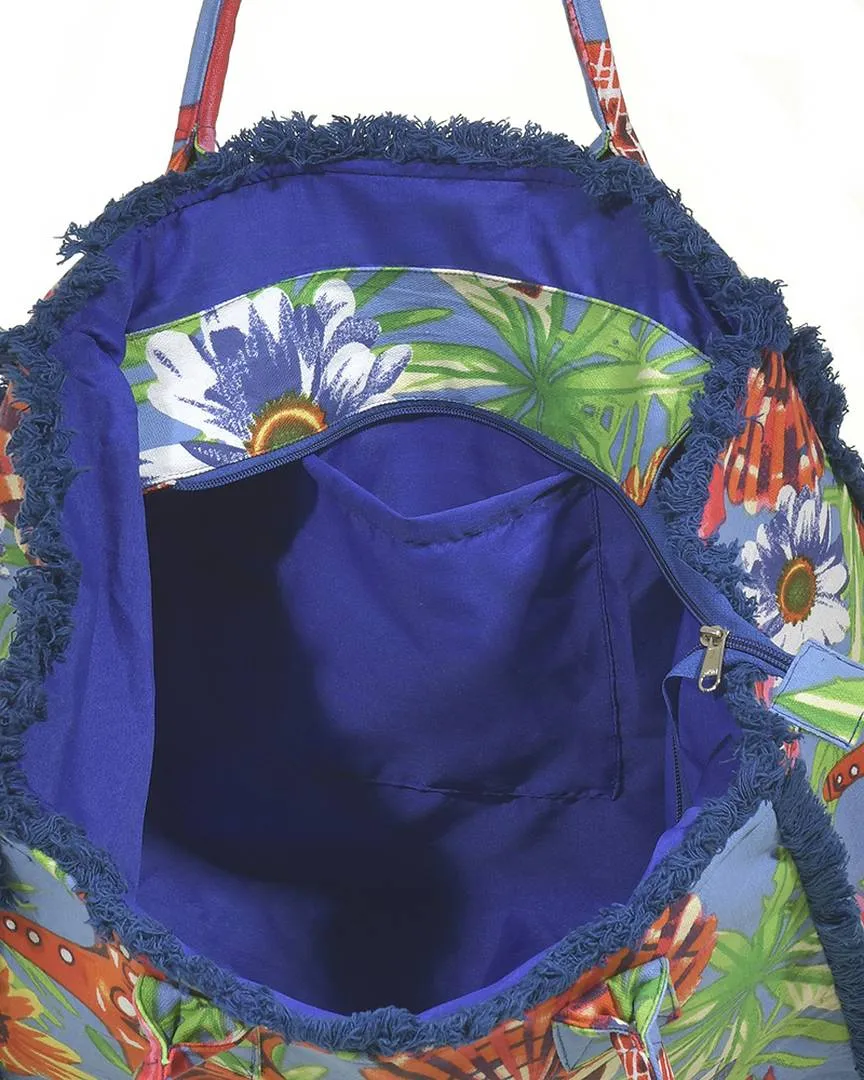 ΤΣΑΝΤΑ ΥΦΑΣΜΑΤΙΝΗ ΜΠΛΕ/ΚΟΚΚΙΝΟ 35Χ30Χ22 (100% COTTON CANVAS WITH POLYESTER LINING)