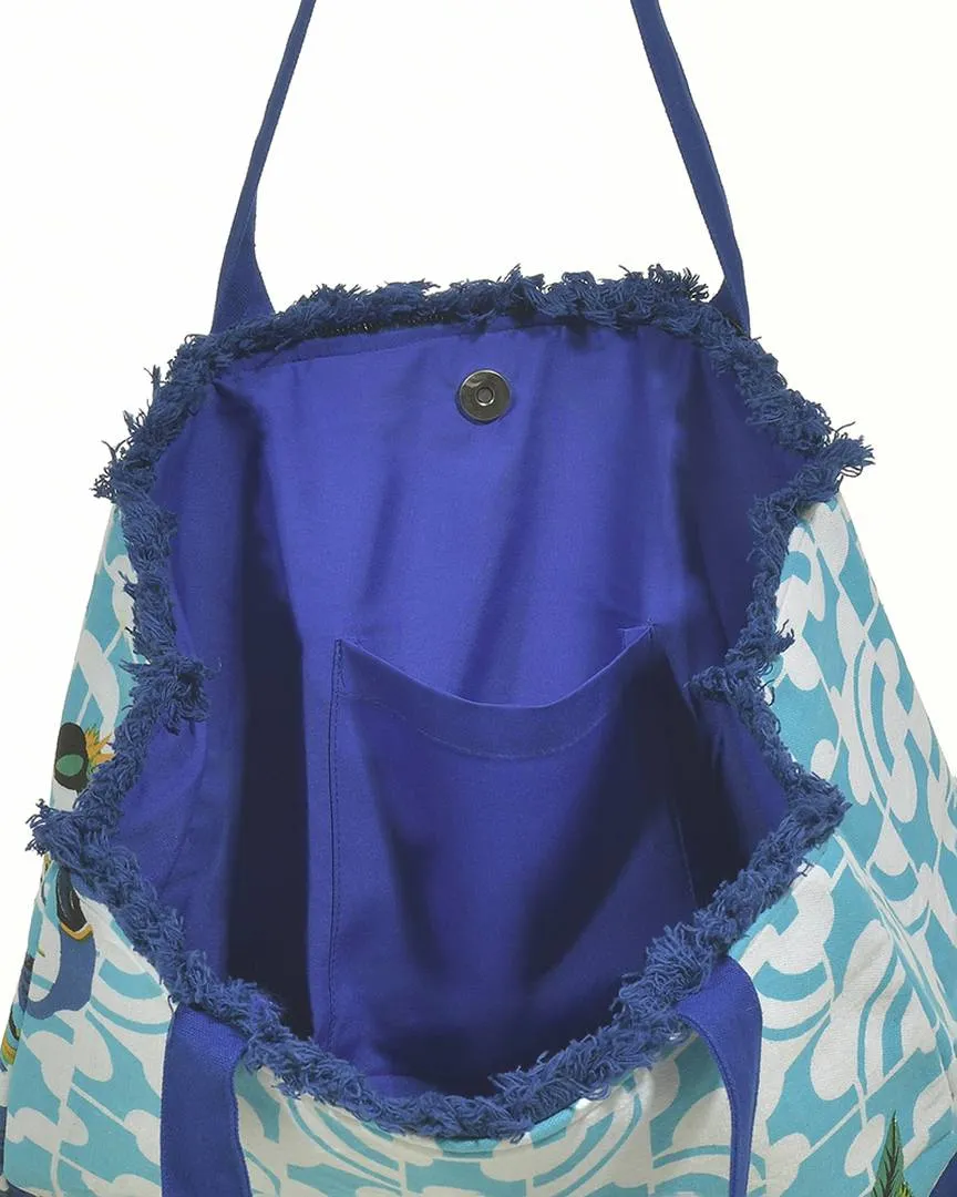 ΤΣΑΝΤΑ ΥΦΑΣΜΑΤΙΝΗ ΜΠΛΕ 35Χ30Χ22 (100% COTTON CANVAS WITH POLYESTER LINING)