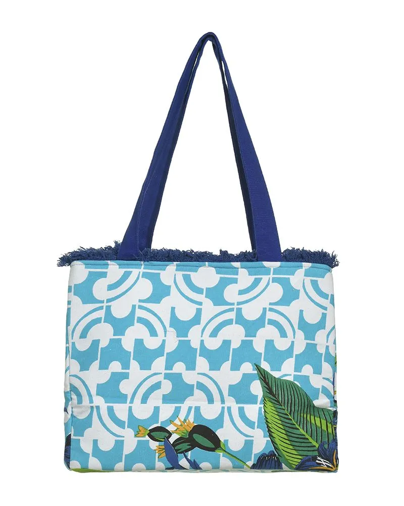 ΤΣΑΝΤΑ ΥΦΑΣΜΑΤΙΝΗ ΜΠΛΕ 35Χ30Χ22 (100% COTTON CANVAS WITH POLYESTER LINING)