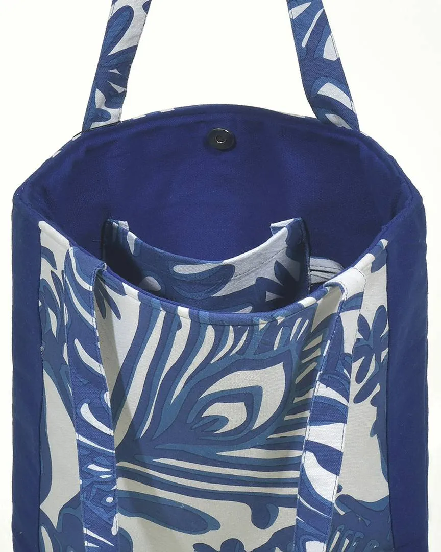 ΤΣΑΝΤΑ ΥΦΑΣΜΑΤΙΝΗ ΜΠΛΕ/ΛΕΥΚΟ 35Χ30Χ22 (100% COTTON CANVAS WITH POLYESTER LINING)