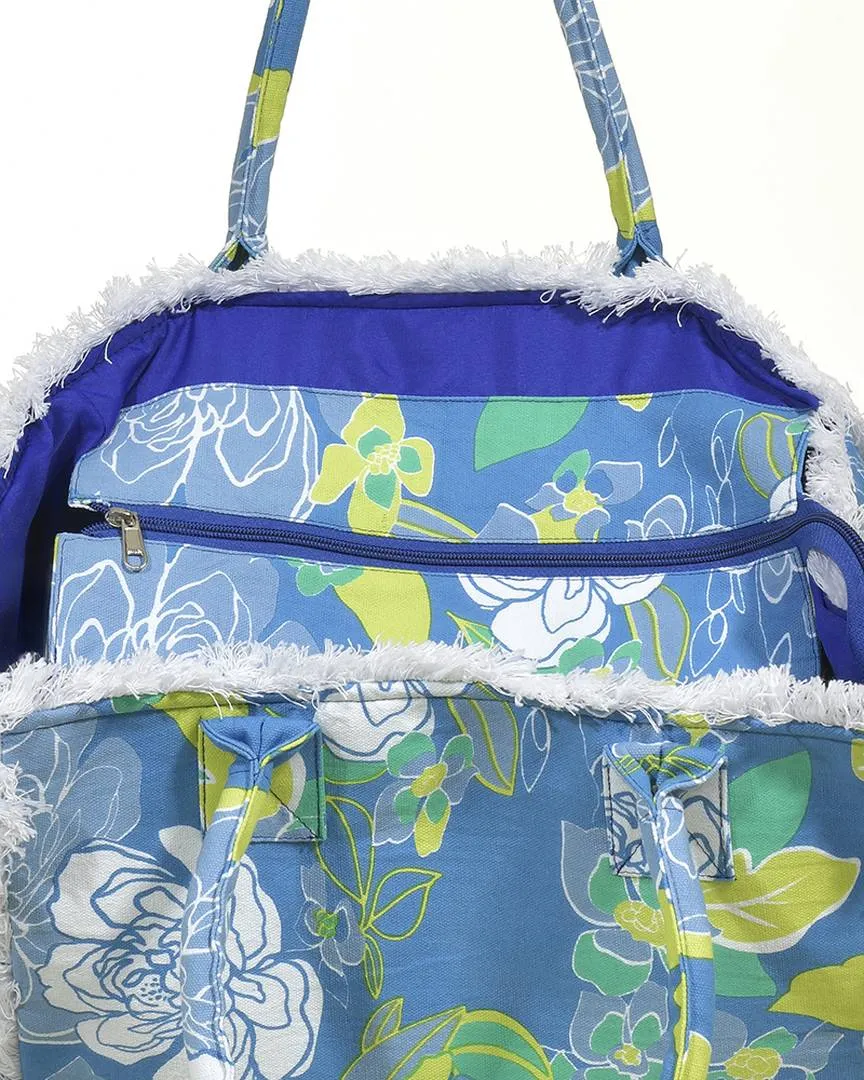 ΤΣΑΝΤΑ ΥΦΑΣΜΑΤΙΝΗ ΜΠΛΕ/ΚΙΤΡΙΝΟ 35Χ30Χ22 (100% COTTON CANVAS WITH POLYESTER LINING)