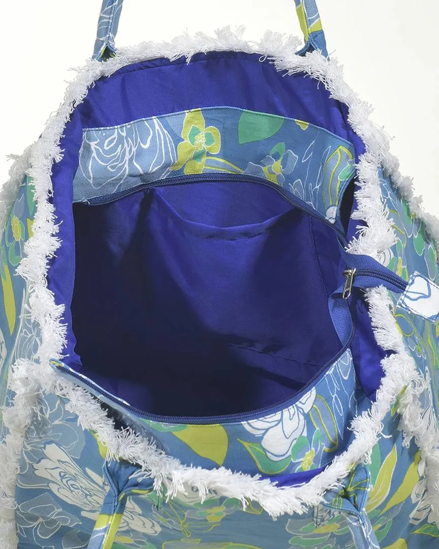 ΤΣΑΝΤΑ ΥΦΑΣΜΑΤΙΝΗ ΜΠΛΕ/ΚΙΤΡΙΝΟ 35Χ30Χ22 (100% COTTON CANVAS WITH POLYESTER LINING)