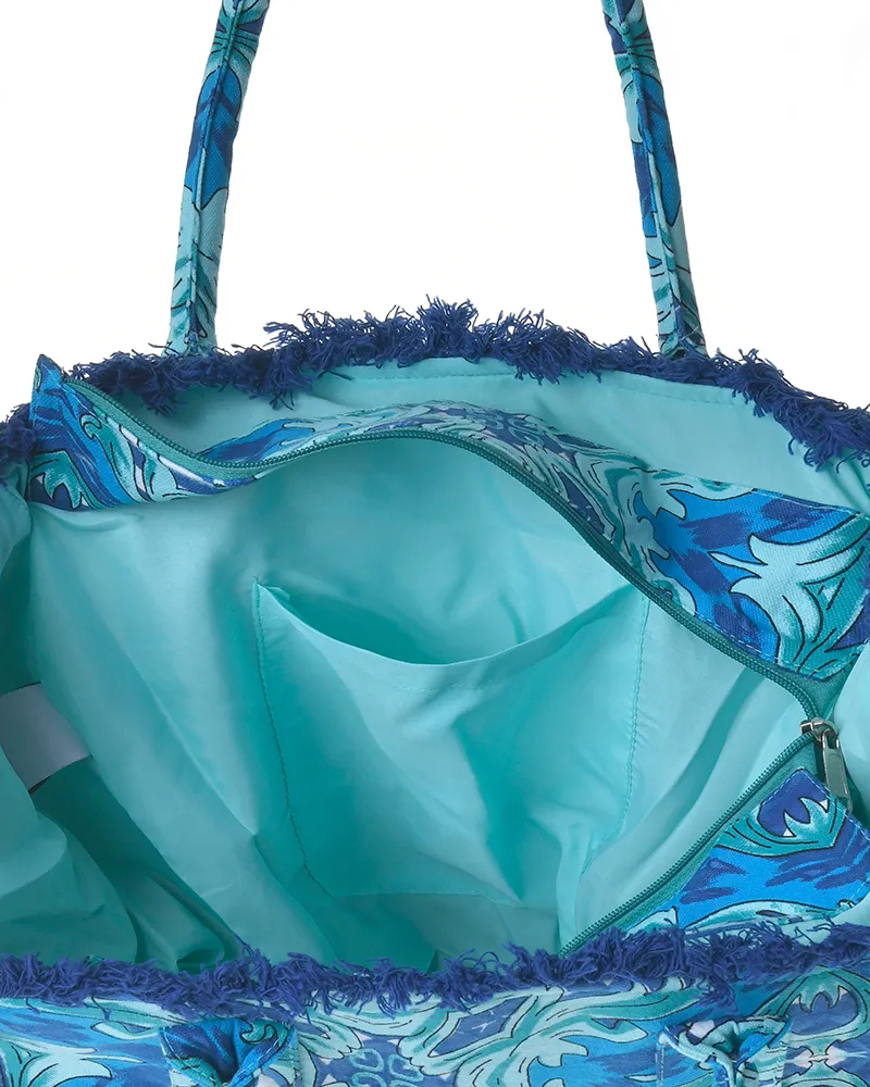 ΤΣΑΝΤΑ ΥΦΑΣΜΑΤΙΝΗ ΠΡΑΣΙΝΟ/ΜΠΛΕ 35Χ30Χ22 (100% COTTON CANVAS WITH POLYESTER LINING)