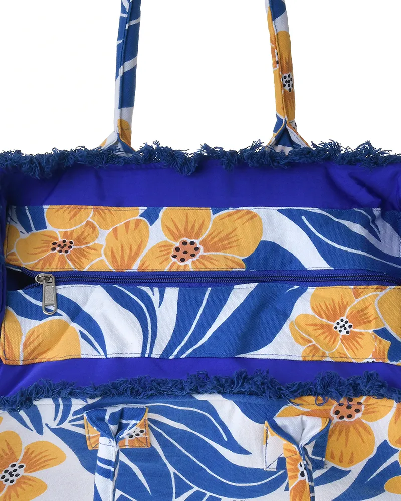 ΤΣΑΝΤΑ ΥΦΑΣΜΑΤΙΝΗ ΠΟΡΤΟΚΑΛΙ/ΜΠΛΕ/ΛΕΥΚΟ 35Χ30Χ22 (100% COTTON CANVAS WITH POLYESTER LINING)