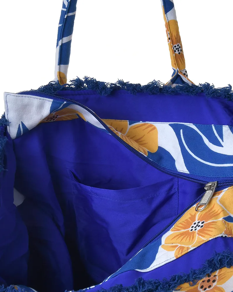 ΤΣΑΝΤΑ ΥΦΑΣΜΑΤΙΝΗ ΠΟΡΤΟΚΑΛΙ/ΜΠΛΕ/ΛΕΥΚΟ 35Χ30Χ22 (100% COTTON CANVAS WITH POLYESTER LINING)