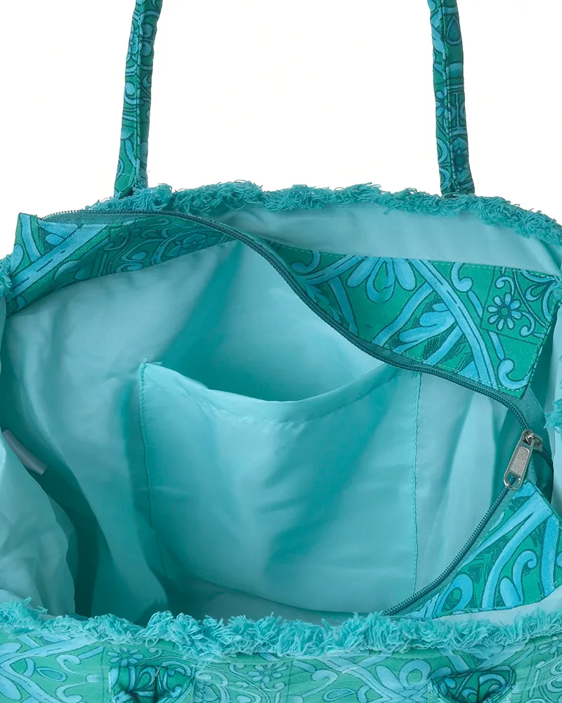 ΤΣΑΝΤΑ ΥΦΑΣΜΑΤΙΝΗ ΠΡΑΣΙΝΟ/ΜΠΛΕ 35Χ30Χ22 (100% COTTON CANVAS WITH POLYESTER LINING)