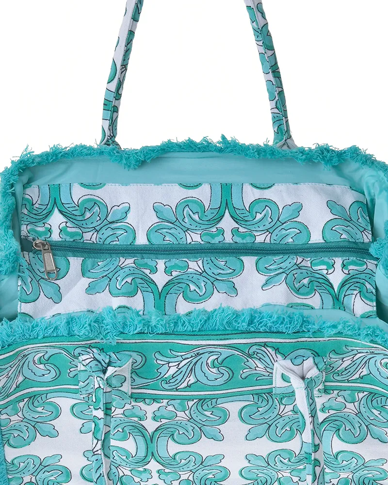 ΤΣΑΝΤΑ ΥΦΑΣΜΑΤΙΝΗ ΠΡΑΣΙΝΗ/ΤΙΡΚΟΥΑΖ 35Χ30Χ22 (100% COTTON CANVAS WITH POLYESTER LINING) ΤΣΑΝΤΑ ΥΦΑΣΜΑΤΙΝΗ ΠΡΑΣΙΝΗ/ΤΙΡΚΟΥΑΖ 35Χ30Χ22 (100% COTTON CANVAS WITH POLYESTER LINING)