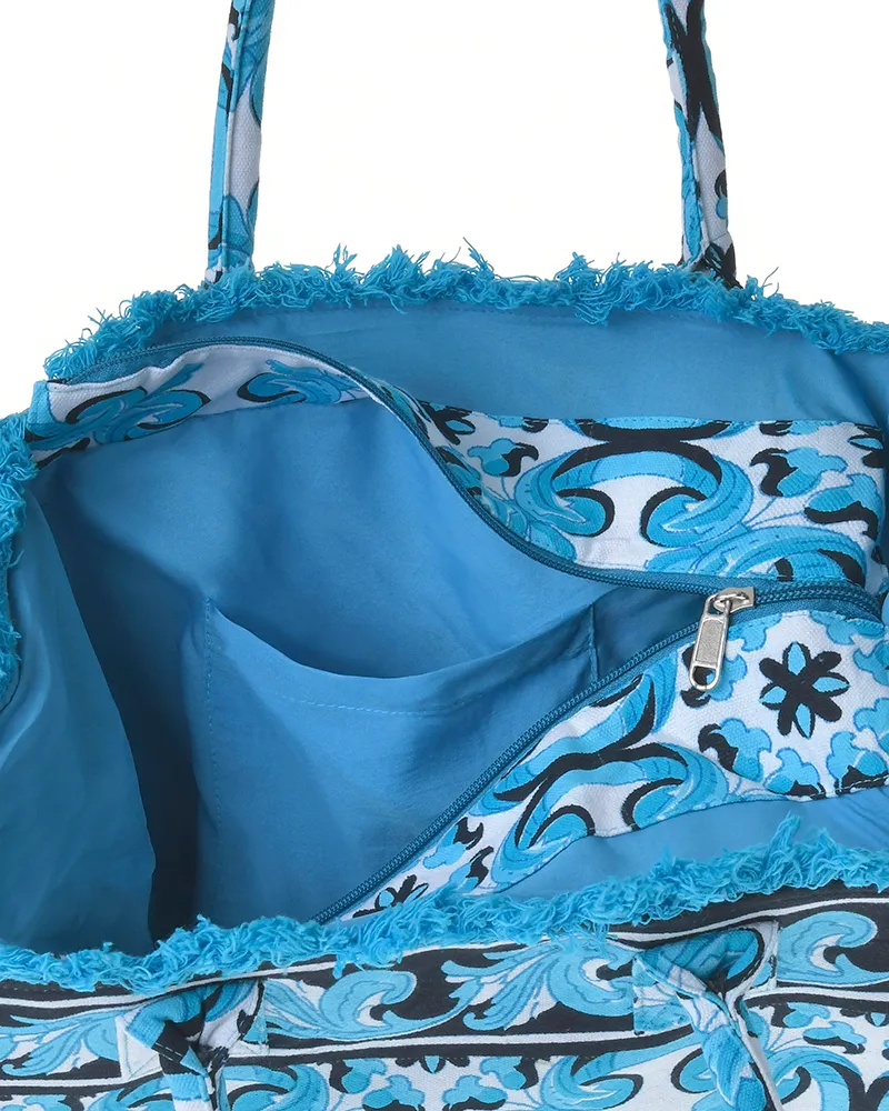 ΤΣΑΝΤΑ ΥΦΑΣΜΑΤΙΝΗ ΤΙΡΚΟΥΑΖ 35Χ30Χ22 (100% COTTON CANVAS WITH POLYESTER LINING)