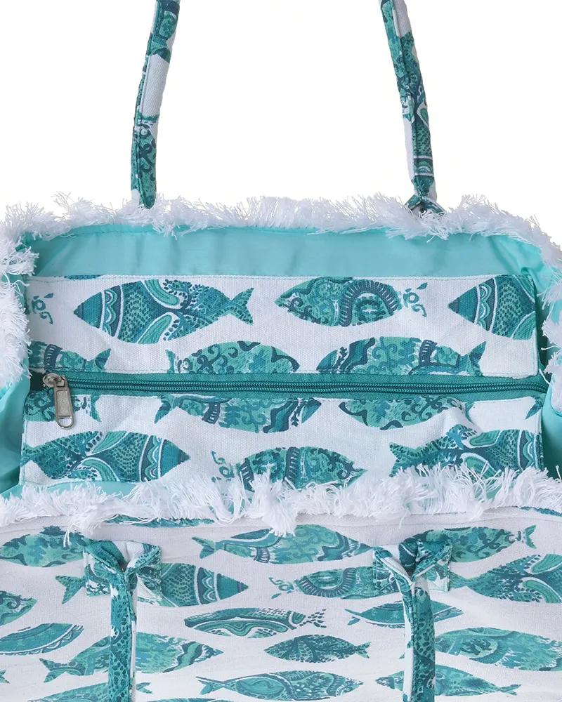 ΤΣΑΝΤΑ ΥΦΑΣΜΑΤΙΝΗ ΜΠΛΕ/ΛΕΥΚΗ ”ΨΑΡΙΑ” 35Χ30Χ22 (100% COTTON CANVAS WITH POLYESTER LINING)