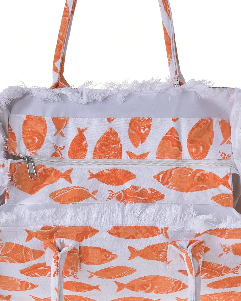 ΤΣΑΝΤΑ ΥΦΑΣΜΑΤΙΝΗ ΠΟΡΤΟΚΑΛΙ/ΛΕΥΚΗ ”ΨΑΡΙΑ” 35Χ30Χ22 (100% COTTON CANVAS WITH POLYESTER LINING) ΤΣΑΝΤΑ ΥΦΑΣΜΑΤΙΝΗ ΠΟΡΤΟΚΑΛΙ/ΛΕΥΚΗ ”ΨΑΡΙΑ” 35Χ30Χ22 (100% COTTON CANVAS WITH POLYESTER LINING)