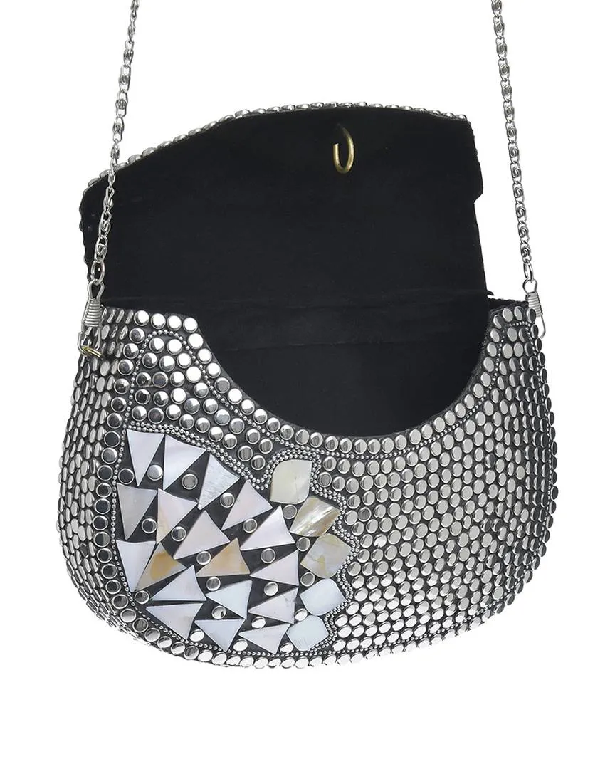 ΤΣΑΝΤΑΚΙ ΜΕΤΑΛΛΙΚΟ ΑΣΗΜΙ/ΧΡΥΣΟ ΜΕ ΑΣΗΜΙ ΛΕΠΤΟΜΕΡΕΙΕΣ ΚΑΙ ΑΛΥΣΙΔΑ