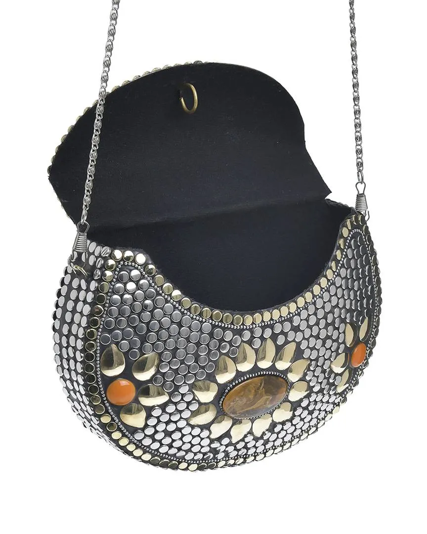 ΤΣΑΝΤΑΚΙ ΜΕΤΑΛΛΙΚΟ ΑΣΗΜΙ ΜΕ ΧΡΥΣΕΣ/ΚΙΤΡΙΝΕΣ ΛΕΠΤΟΜΕΡΕΙΕΣ ΚΑΙ ΑΛΥΣΙΔΑ