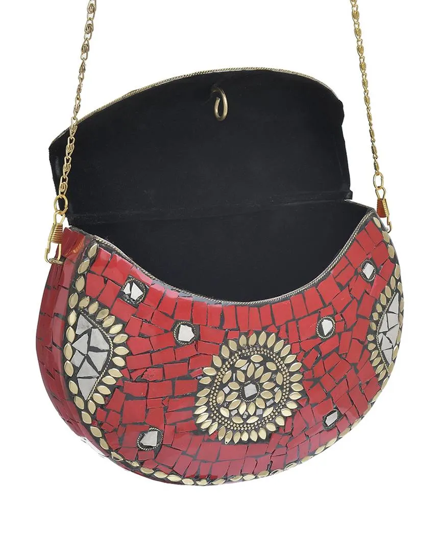 ΤΣΑΝΤΑΚΙ ΜΕΤΑΛΛΙΚΟ ΚΟΚΚΙΝΟ ΜΕ ΧΡΥΣΕΣ ΛΕΠΤΟΜΕΡΕΙΕΣ ΚΑΙ ΑΛΥΣΙΔΑ