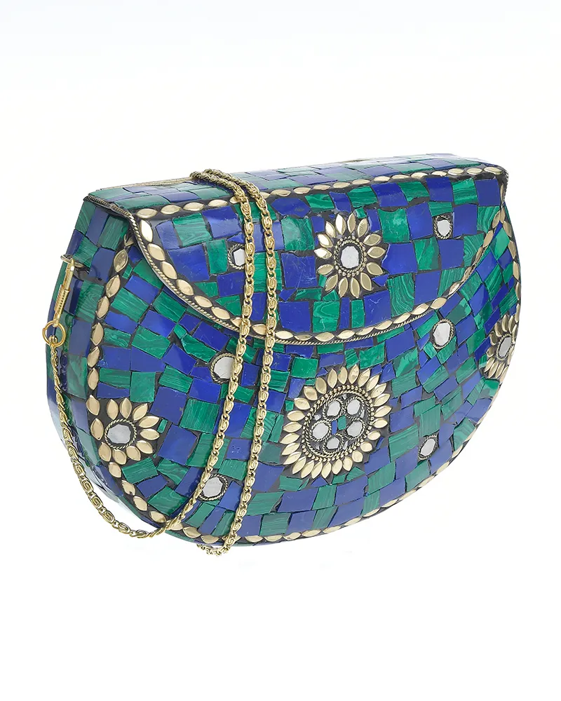 ΤΣΑΝΤΑΚΙ ΜΕΤΑΛΛΙΚΟ ΜΠΛΕ/ΠΡΑΣΙΝΟ ΜΕ ΧΡΥΣΕΣ ΛΕΠΤΟΜΕΡΕΙΕΣ ΚΑΙ ΑΛΥΣΙΔΑ ΤΣΑΝΤΑΚΙ ΜΕΤΑΛΛΙΚΟ ΜΠΛΕ/ΠΡΑΣΙΝΟ ΜΕ ΧΡΥΣΕΣ ΛΕΠΤΟΜΕΡΕΙΕΣ ΚΑΙ ΑΛΥΣΙΔΑ